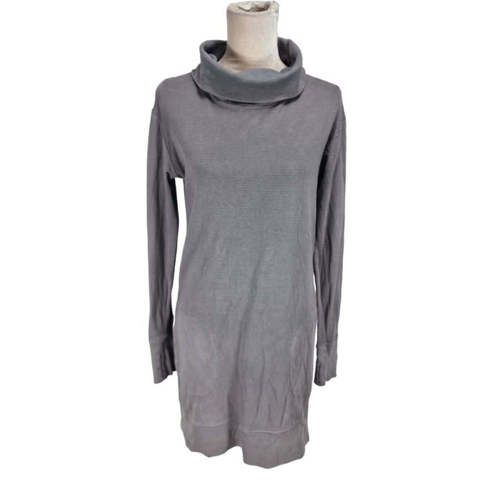 ATHLETA Women Sweater Shirt Dress Size XS Cowl Neck Long Sleeve Gray Pocket 44P